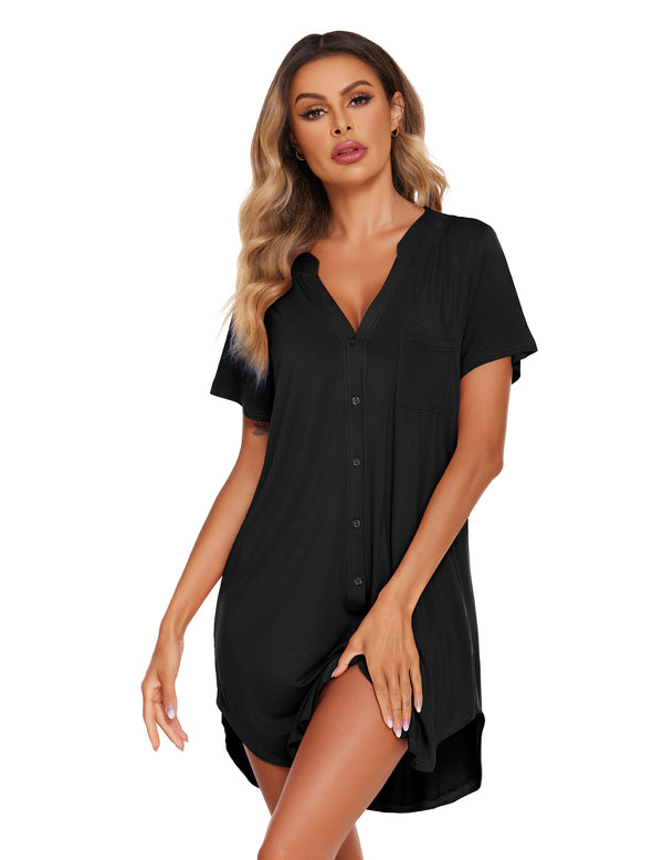 Ekouaer Ekouaer Nightgown V Neck Sleepwear (US Only)