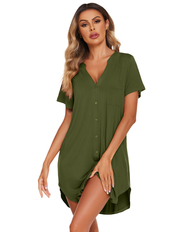 Ekouaer Ekouaer Nightgown V Neck Sleepwear (US Only)