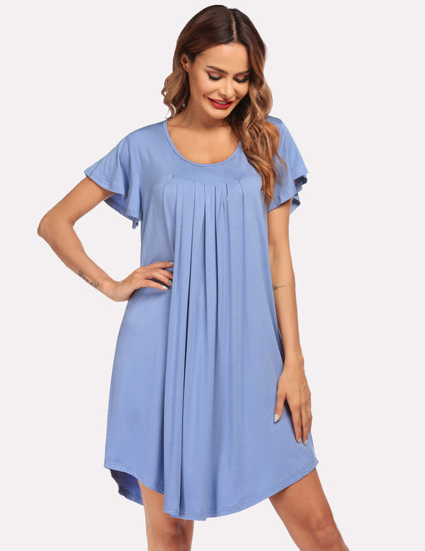 Ekouaer Ekouaer Pleated Comfy Sleep Dress (US Only)