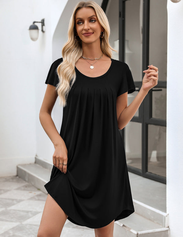 Ekouaer Ekouaer Pleated Comfy Sleep Dress (US Only)
