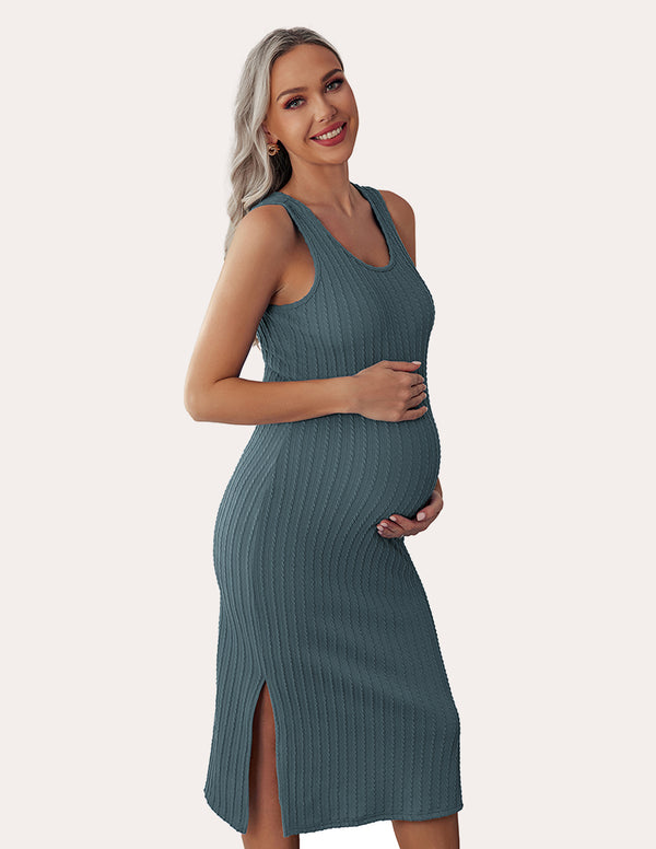 Ekouaer Ekouaer Rib Knit Maternity Dress (US Only)