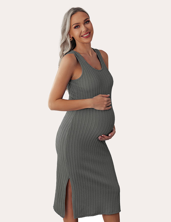 Ekouaer Ekouaer Rib Knit Maternity Dress (US Only)