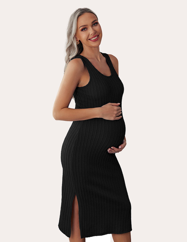 Ekouaer Ekouaer Rib Knit Maternity Dress (US Only)