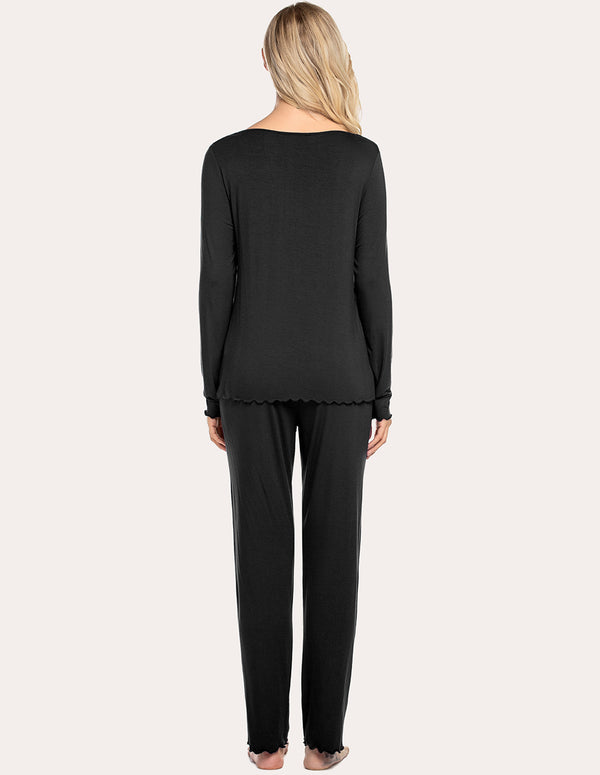 Ekouaer Ekouaer Ruched V-Neck Pajamas Set (US Only)