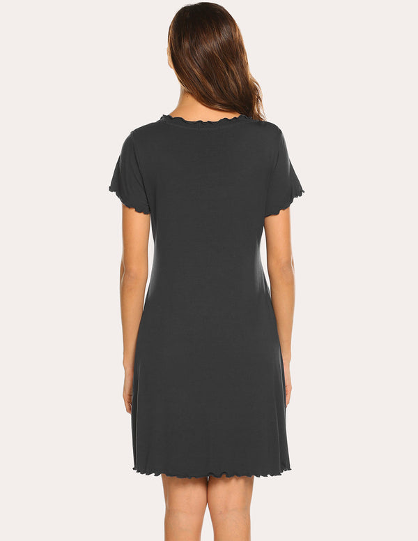 Ekouaer Ekouaer Ruffle Seams Nightdress (US Only)