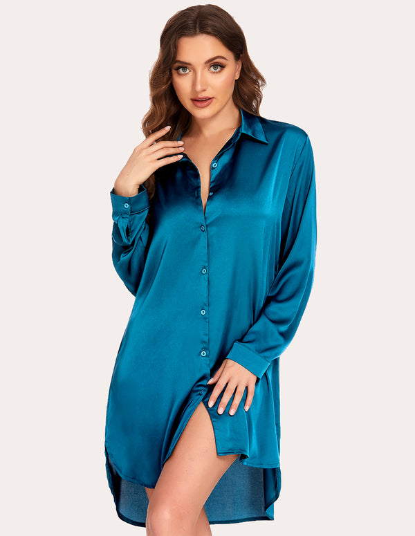 Ekouaer Ekouaer Satin Boyfriend Sleepshirt (US Only)