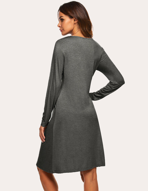 Ekouaer Ekouaer Single Breasted Nightdress (US Only)