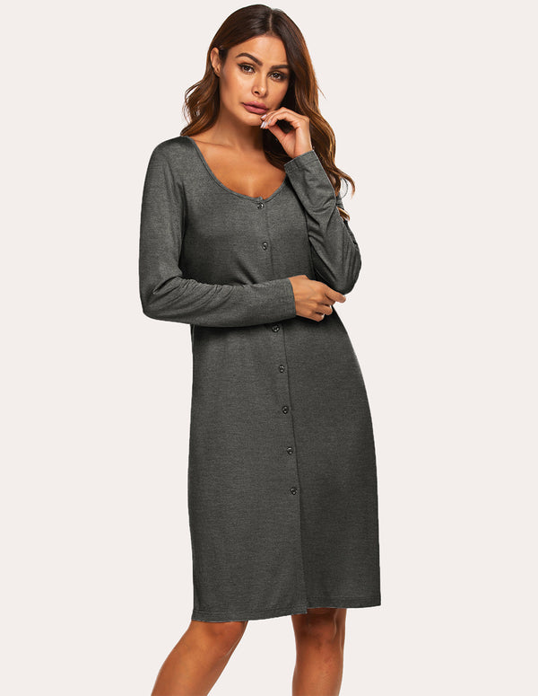 Ekouaer Ekouaer Single Breasted Nightdress (US Only)