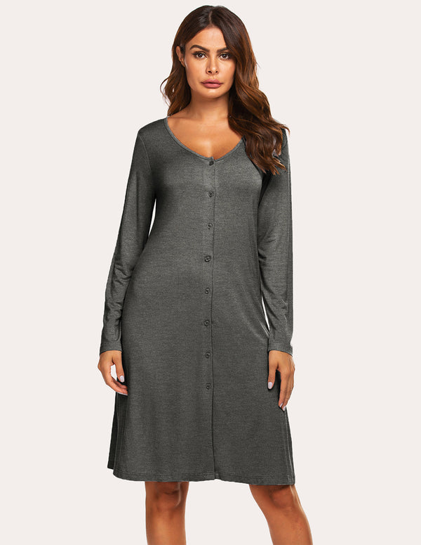 Ekouaer Ekouaer Single Breasted Nightdress (US Only)
