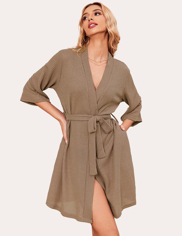 ekouaer Ekouaer Soft Waffle Knit Bathrobe (US Only)