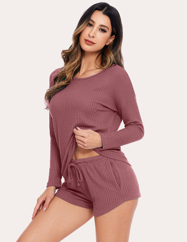 Ekouaer Ekouaer Waffle Knit Pajamas Set (US Only)