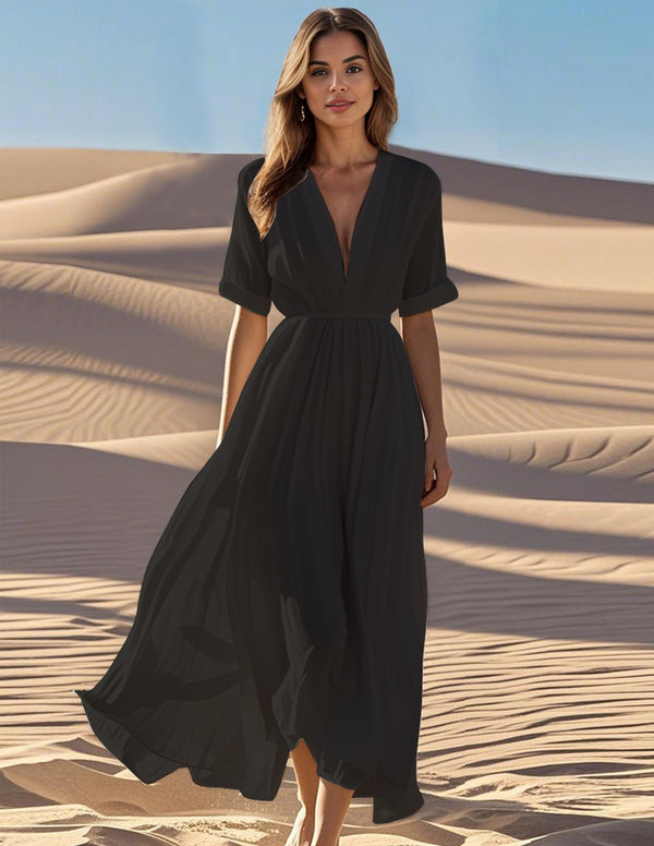 Ekouaer Elegant Flowy 100% Cotton Dress