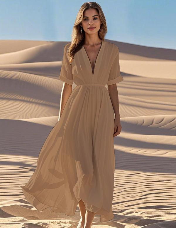 Ekouaer Elegant Flowy 100% Cotton Dress