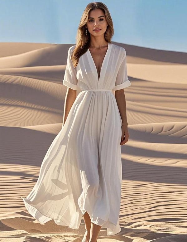 ekouaer Elegant Flowy 100% Cotton Dress