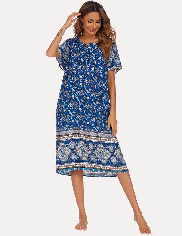 Ekouaer Ekouaer Floral Print Nightgown With Pockets (US Only)