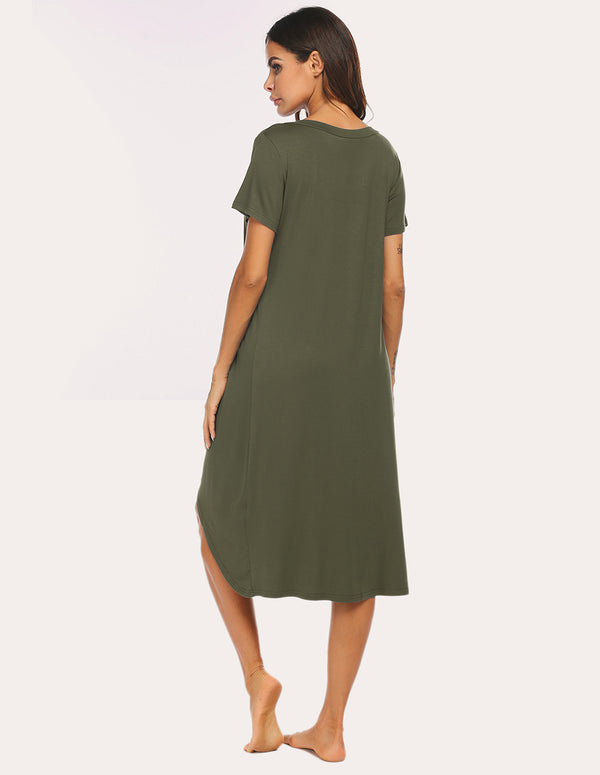Ekouaer Ekouaer High Low Hem Comfy Nightdress (US Only)