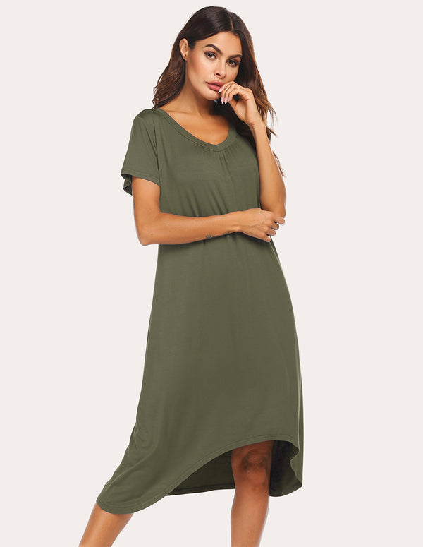 Ekouaer Ekouaer High Low Hem Comfy Nightdress (US Only)