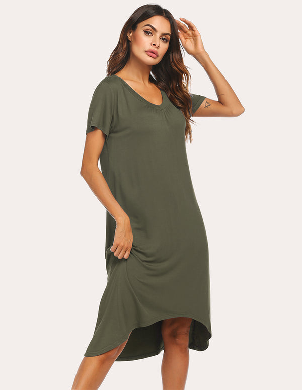 Ekouaer Ekouaer High Low Hem Comfy Nightdress (US Only)
