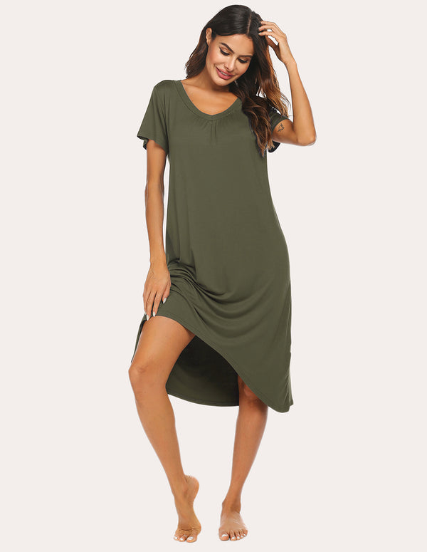 ekouaer Ekouaer High Low Hem Comfy Nightdress (US Only)