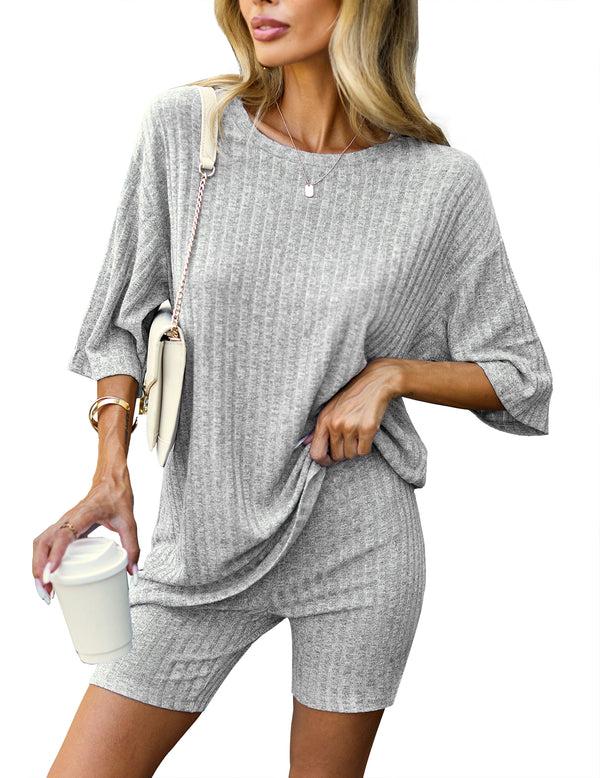 Ekouaer Ekouaer Knit Pajamas 2 Piece Lounge Sets (US Only)