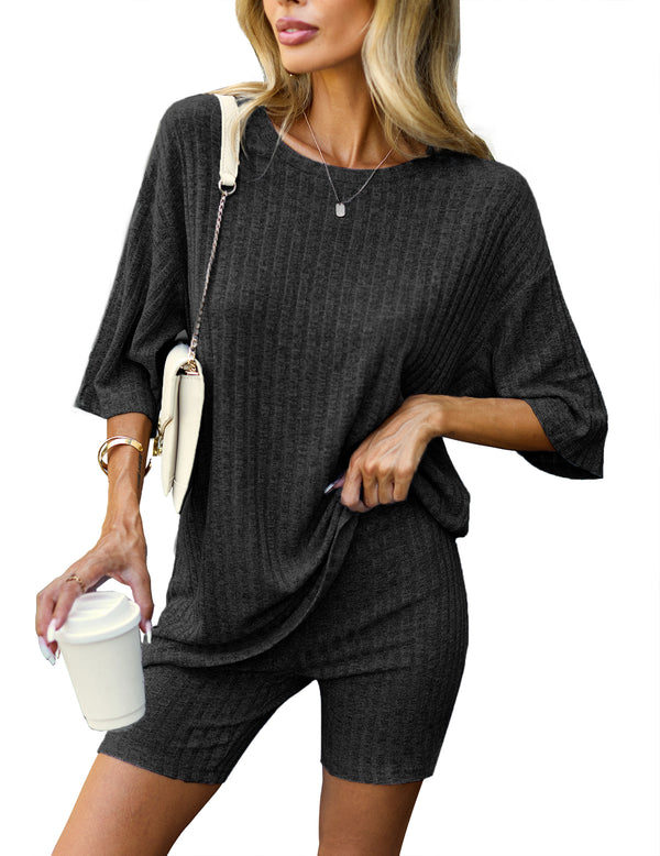Ekouaer Ekouaer Knit Pajamas 2 Piece Lounge Sets (US Only)