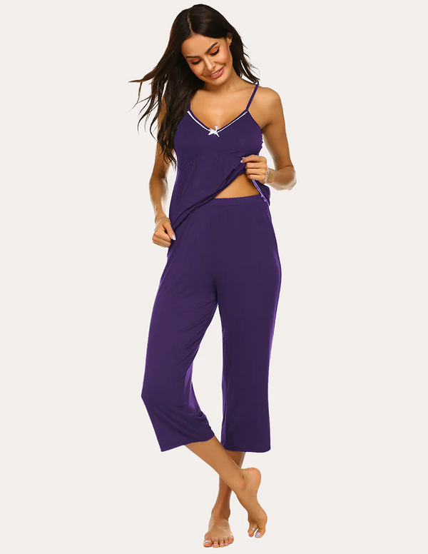 Ekouaer Ekouaer Lace Bow Camisole Pants Pajamas Set (US Only)