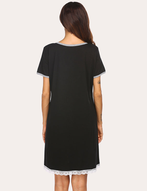 Ekouaer Ekouaer Lace Hem Nightdress With Pocket (US Only)