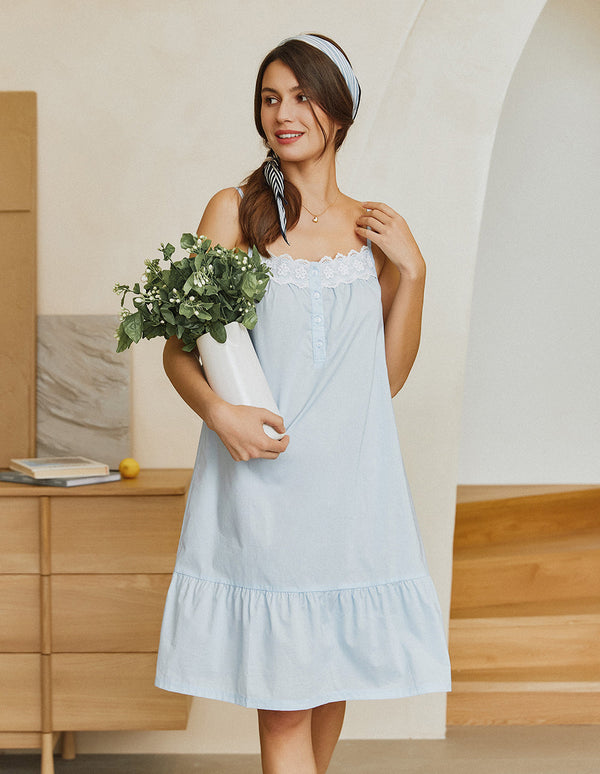 Ekouaer Ekouaer Lace Patchwork Victorian Pajama Dress (US Only)