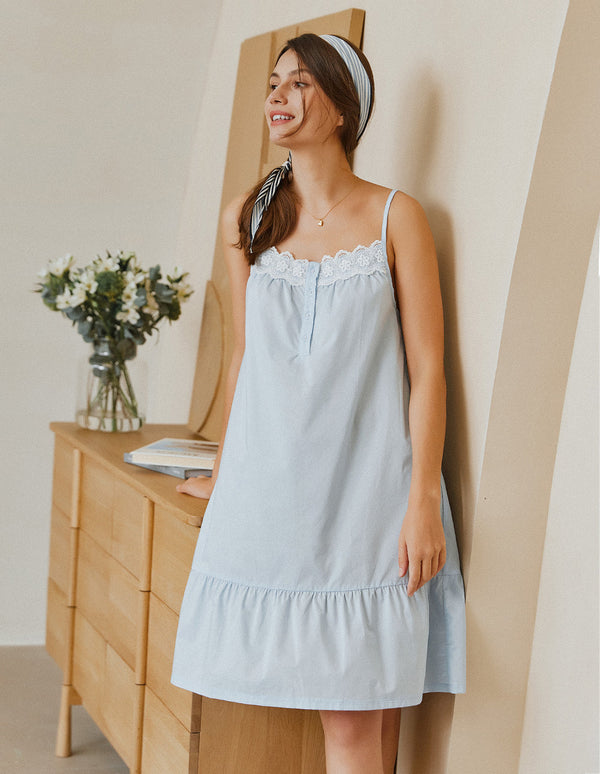 ekouaer Ekouaer Lace Patchwork Victorian Pajama Dress (US Only)