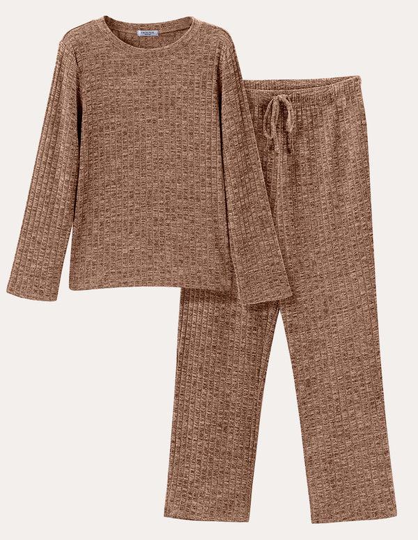 Ekouaer Leisure Ribbed Knit Lounge Set (US Only)