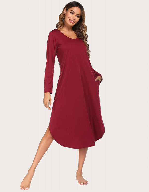 Ekouaer Ekouaer Loose Nightdress With Pocket (US Only)