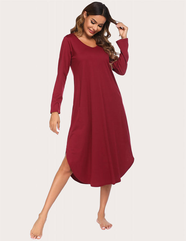 Ekouaer Ekouaer Loose Nightdress With Pocket (US Only)