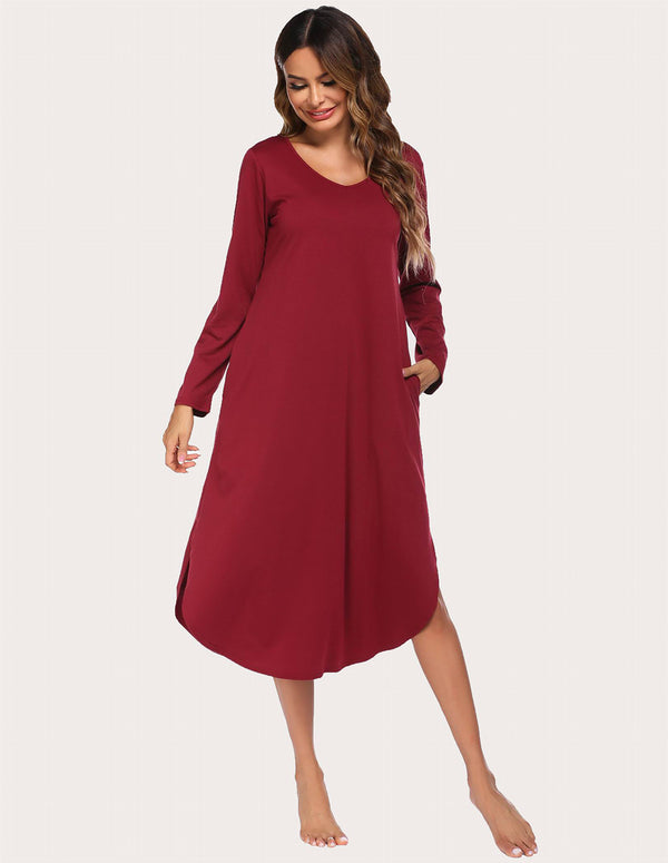 ekouaer Ekouaer Loose Nightdress With Pocket (US Only)