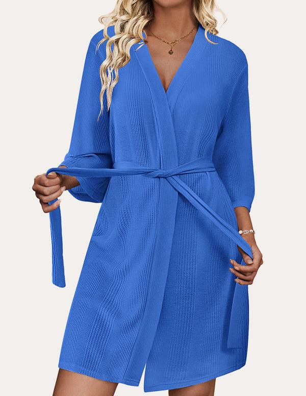 Ekouaer Luxe Comfy Waffle Kimono Bathrobe (US Only)