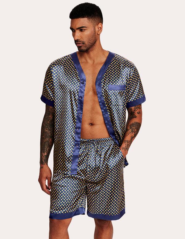 Ekouaer Men Satin Button Down Pajama Set (US Only)