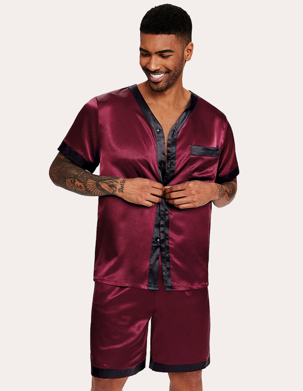 Ekouaer Men Satin Button Down Pajama Set (US Only)