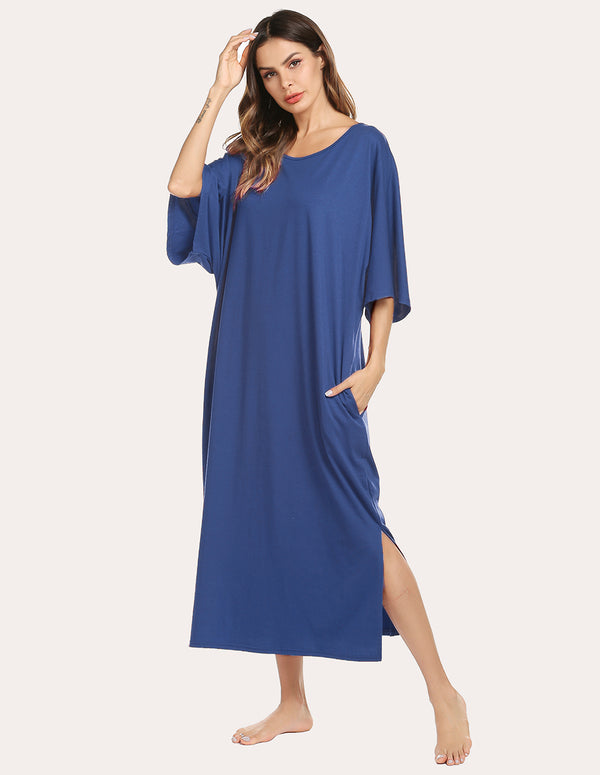 Ekouaer Ekouaer Oversized Split Hem Nightdress (US Only)