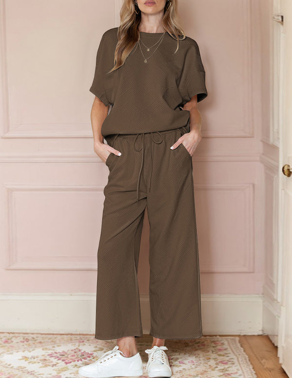 Ekouaer Pure Relaxation Textured Loungewear Set