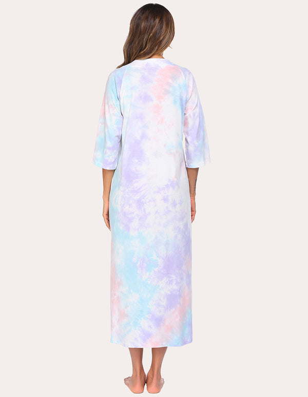 Ekouaer Ekouaer Relaxed Three Quarters Sleeve Nightdress (US Only)