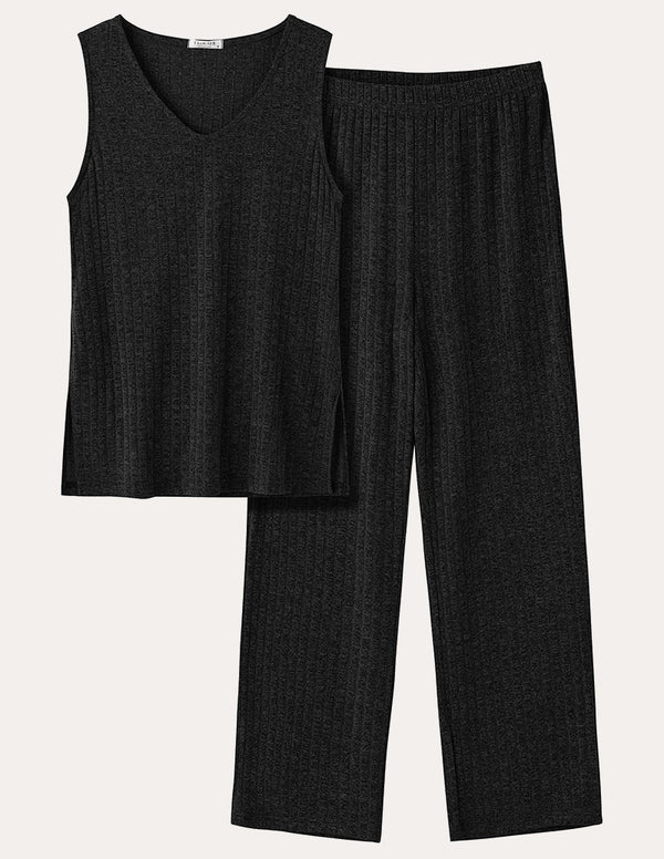 Ekouaer Ribbed Knit 2-Piece Casual Set (US Only)