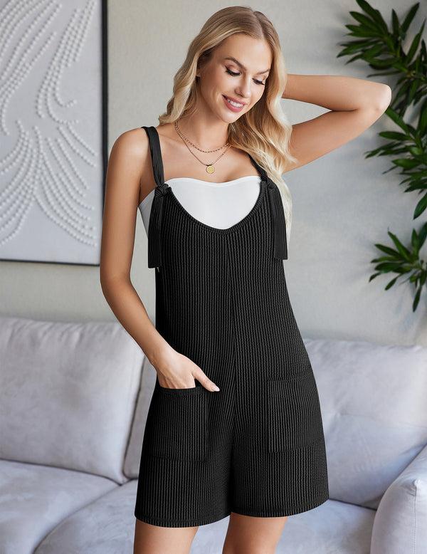 Ekouaer Ekouaer Rompers For Women Ribbed Knit Jumpsuit Scoop Neck Loose Outfit