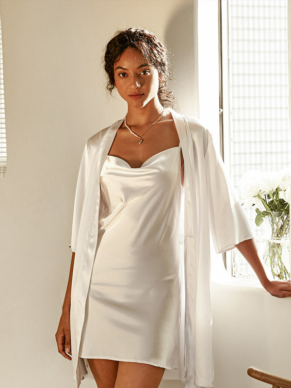 Ekouaer Ekouaer Satin Robe And Cami Dress Set (US Only)