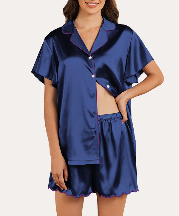 ekouaer Satin Ruffle Sleeves Pajama Set (US Only)