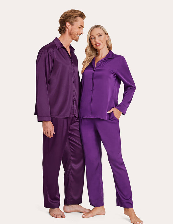Ekouaer Ekouaer Silk Satin Matching Couples Pajamas Set (US Only)