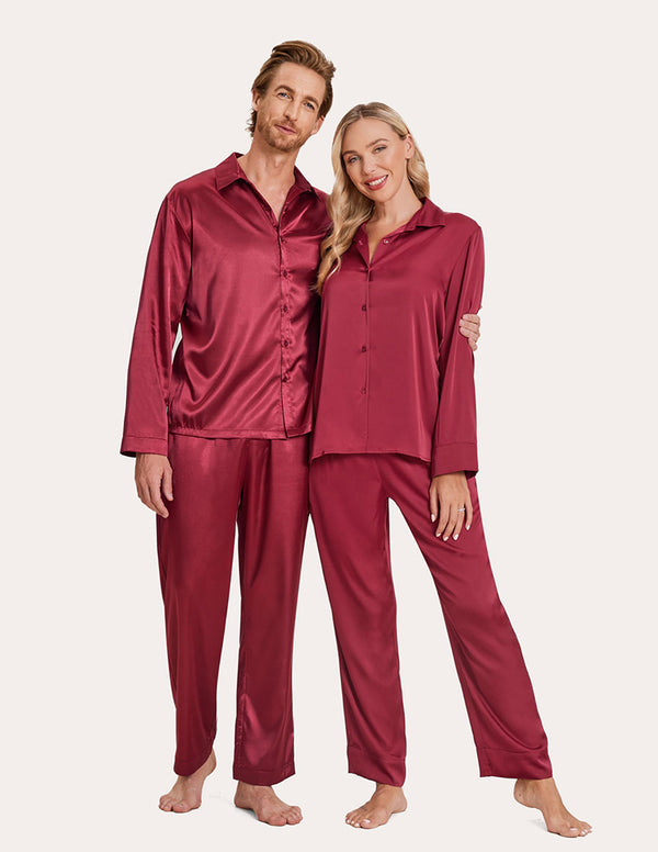 Ekouaer Ekouaer Silk Satin Matching Couples Pajamas Set (US Only)