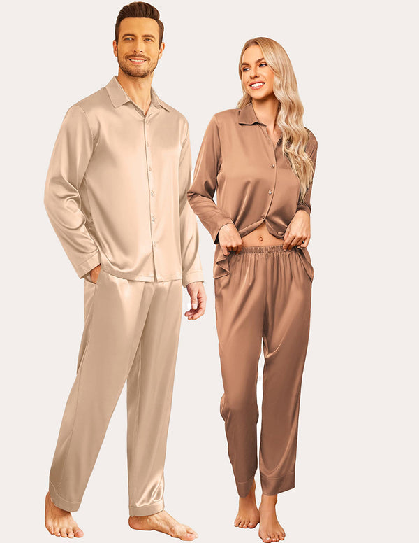 Ekouaer Ekouaer Silk Satin Matching Couples Pajamas Set (US Only)