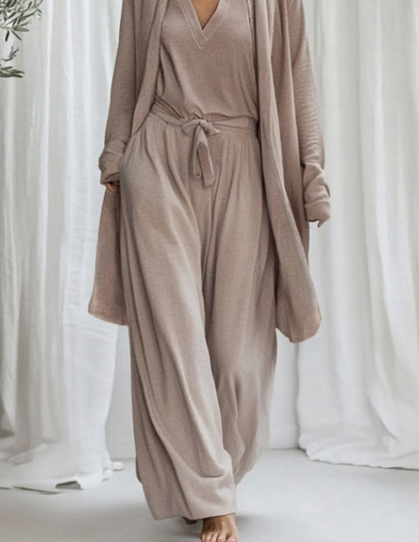 Ekouaer Simple 3-Piece Cotton Lounge Set