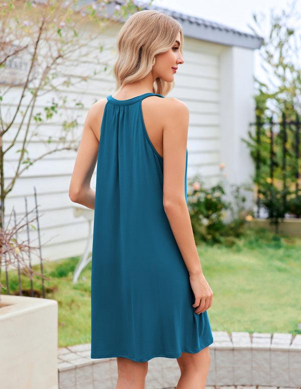 Ekouaer Ekouaer Sleeveless V Neck Racerback Sleep Dress