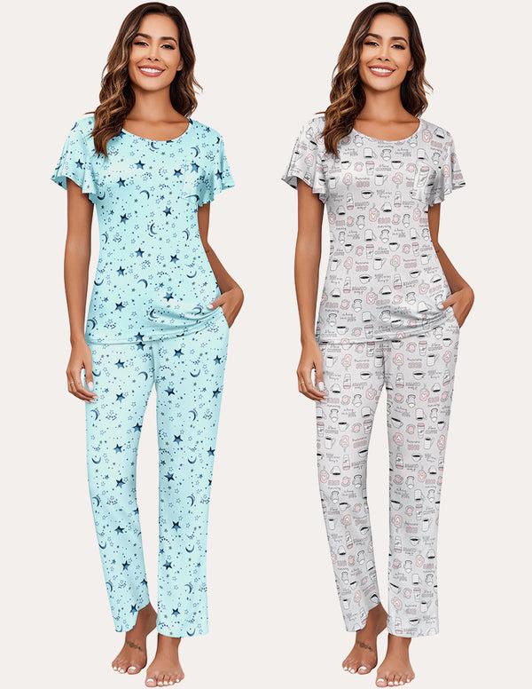 ekouaer Soft 2 Pack Printed Pajama Sets (US Only)