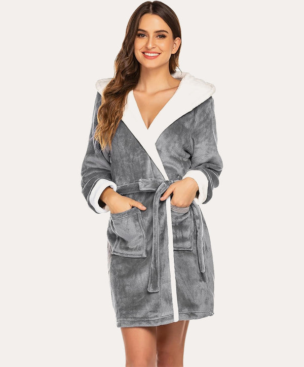 Ekouaer Soft Hooded Fleece Bathrobe (US Only)